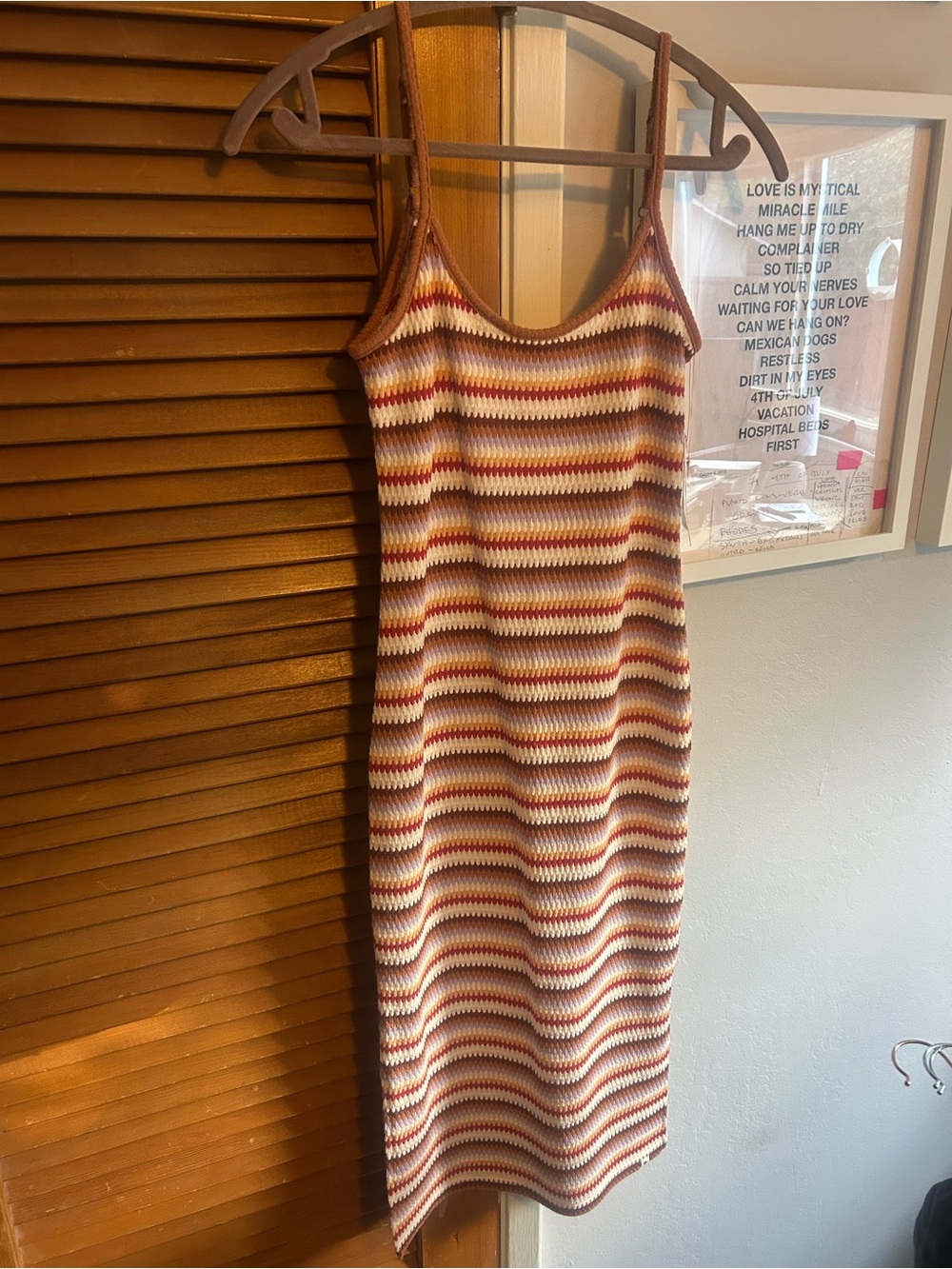 Rip Curl Striped Knit Midi Dress in Brown, Cream, and Red